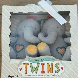 Tickle & Main Adorable Twin Plush Elephant Set and Book